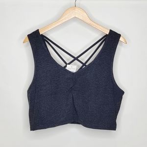 NWOT Zella Restore Soft Lounge Longline Bra Criss Cross Dark Gray XXL